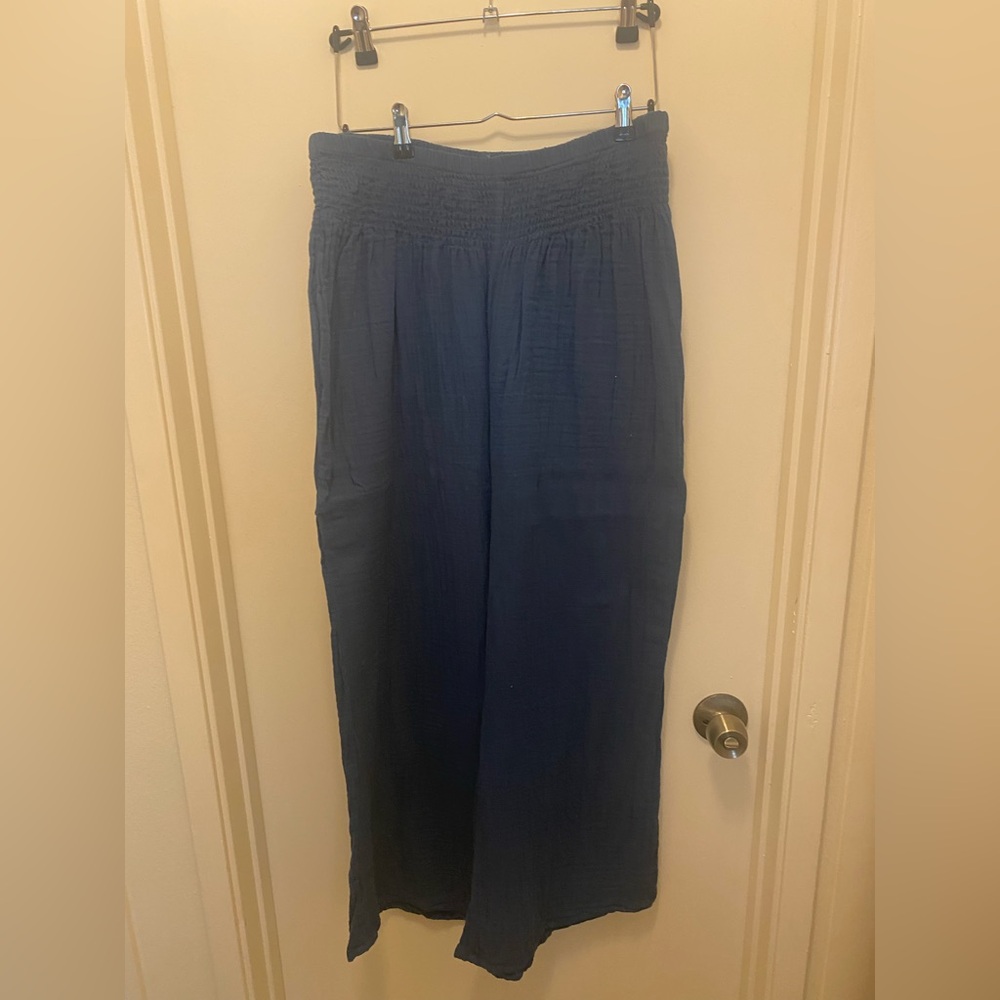 Lotus & Luna Navy Smocked Waist Pull-On Pants
